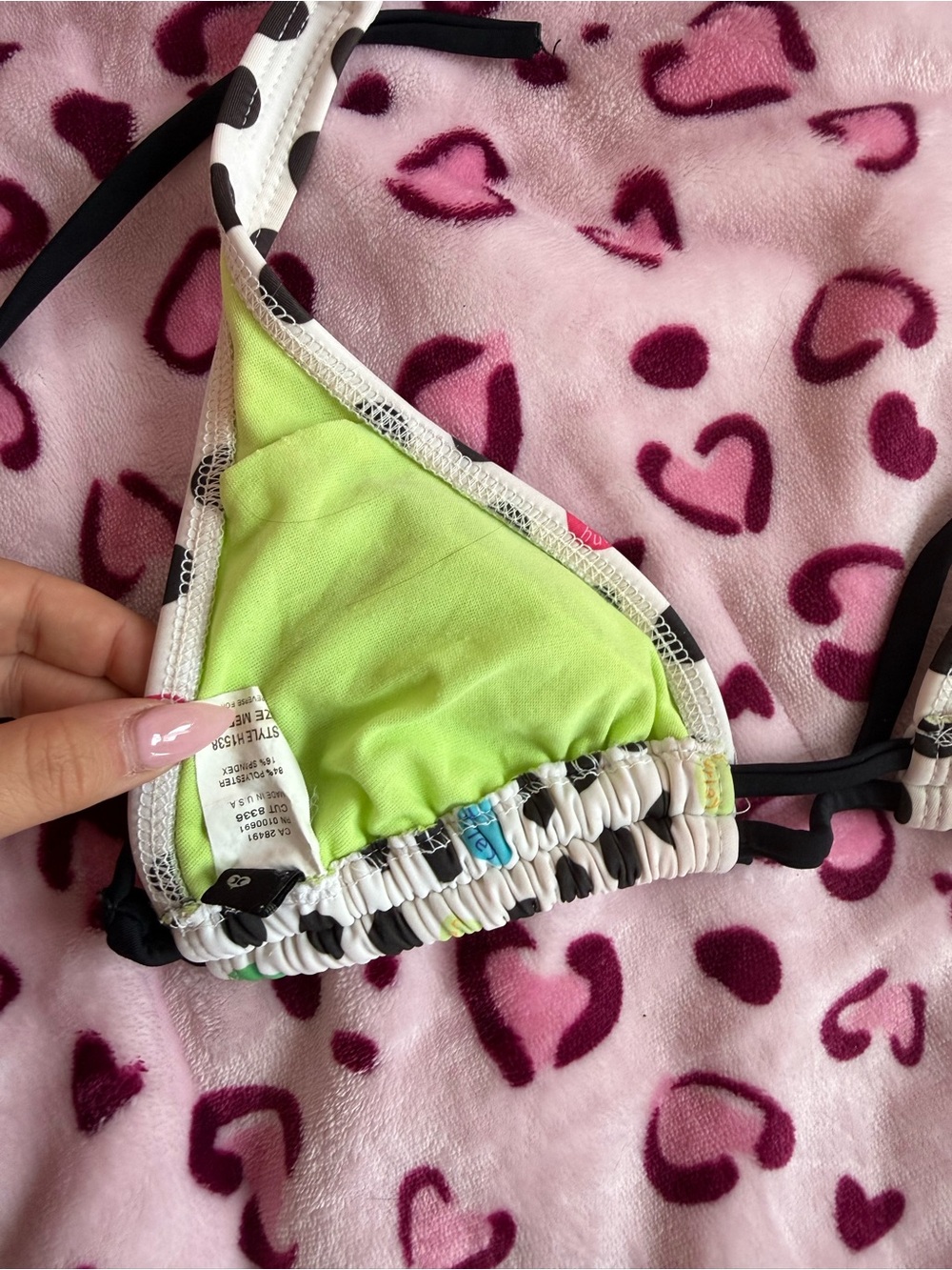 Hurley White Polka Dot Bikini with Black Trim and Neon Accents - Picture 6 of 8